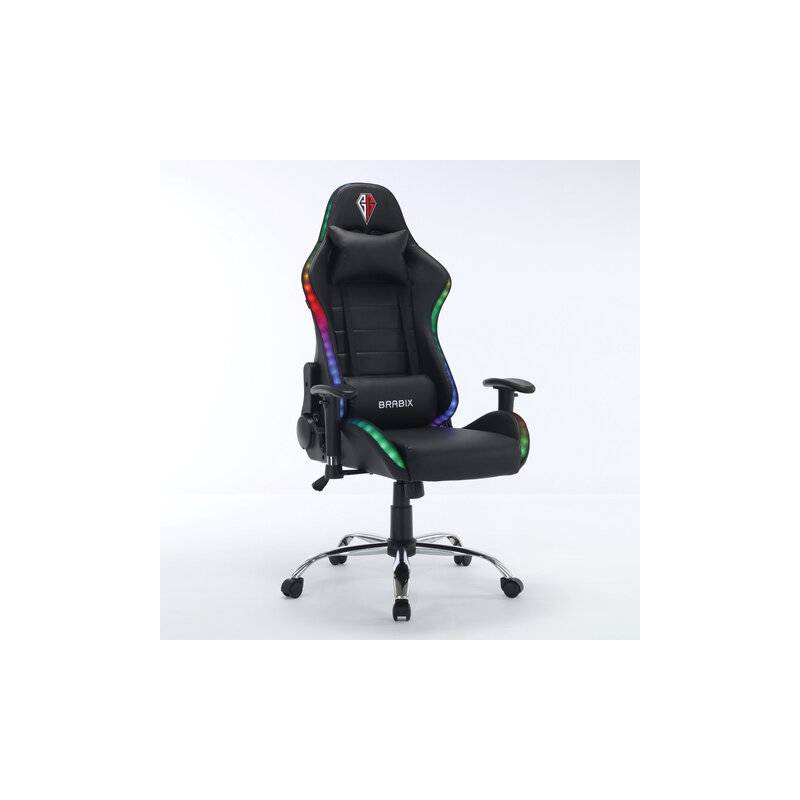 Кресло компьютерное  "Lumen GM-150 RGB", подсветка, две подушки, экокожа, черное, 532801 главное фото